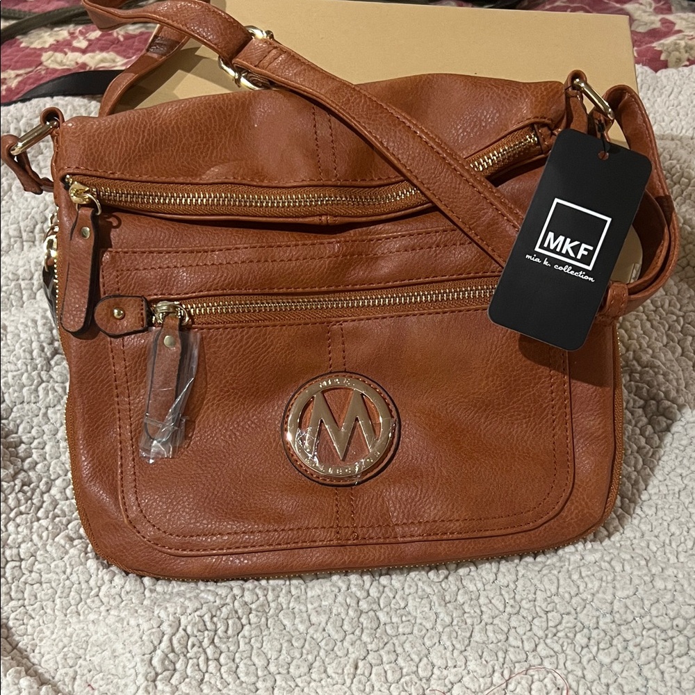 Brown Leather Crossbody Bag with Antique Brass Hardware